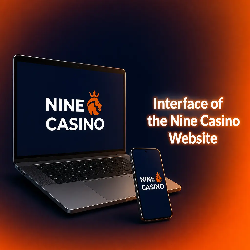 Interface of the Nine Casino website showing dark navy layout with orange accents